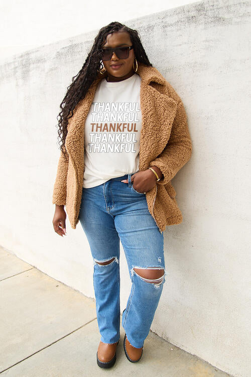 Simply Love Full Size THANKFUL Short Sleeve T-Shirt | 1mrk.com