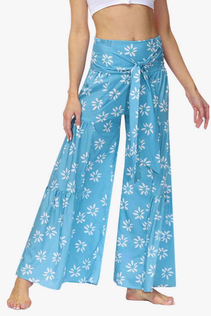 Floral Tie-Waist Tiered Culottes | 1mrk.com