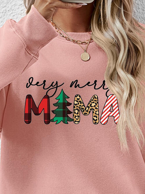 Letter Graphic Round Neck Long Sleeve Sweatshirt |1mrk.com