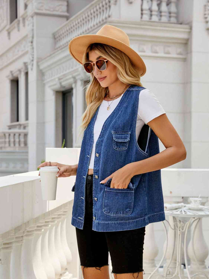 Button Down Denim Vest | 1mrk.com