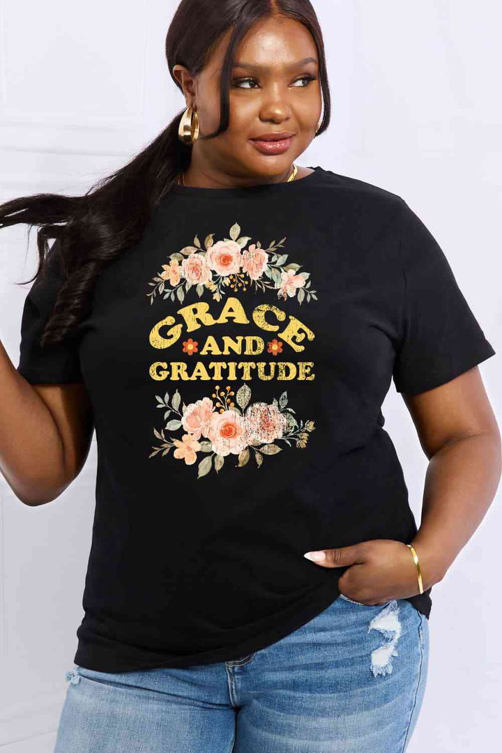 Simply Love Simply Love Full Size GRACE AND GRATITUDE Graphic Cotton Tee | 1mrk.com