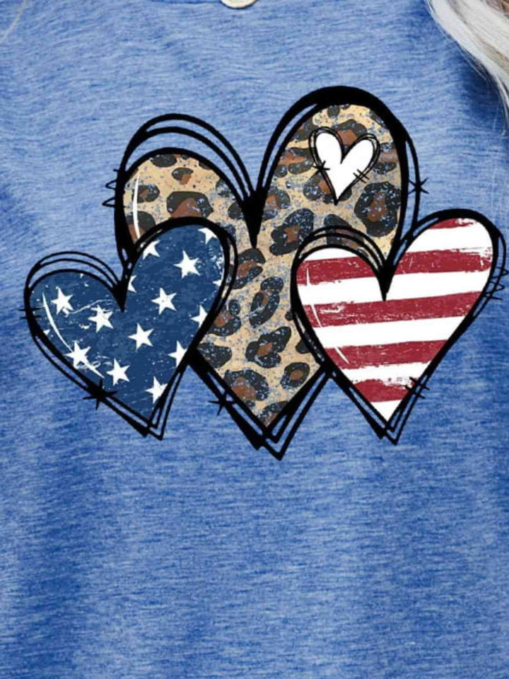 US Flag Leopard Heart Graphic Tee | 1mrk.com