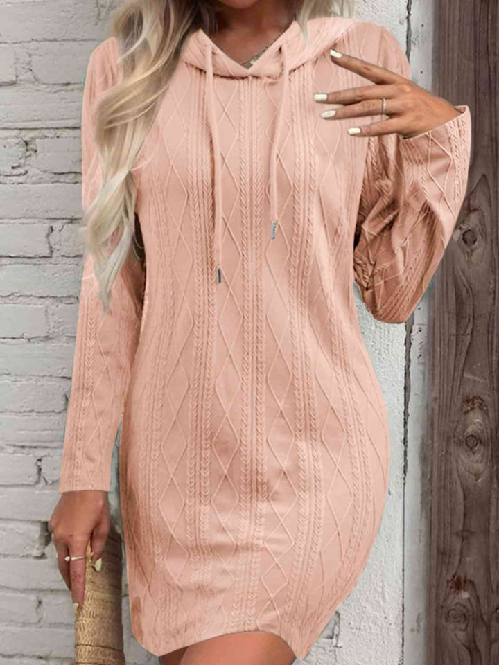 Drawstring Hooded Sweater Dress | 1mrk.com