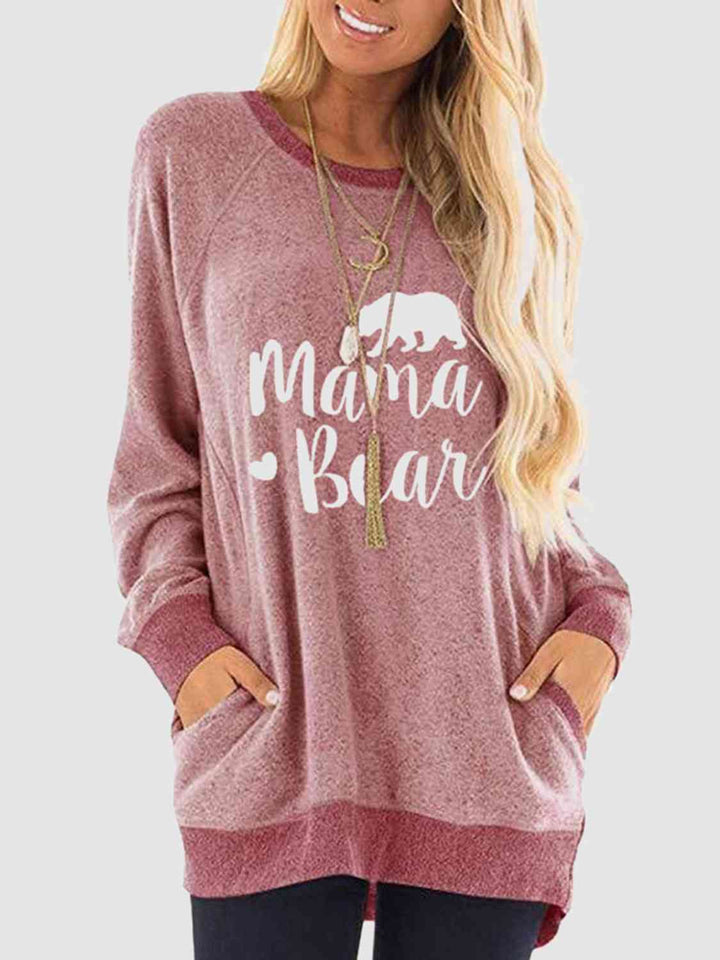 Graphic Round Neck Sweatshirt with Pockets |1mrk.com