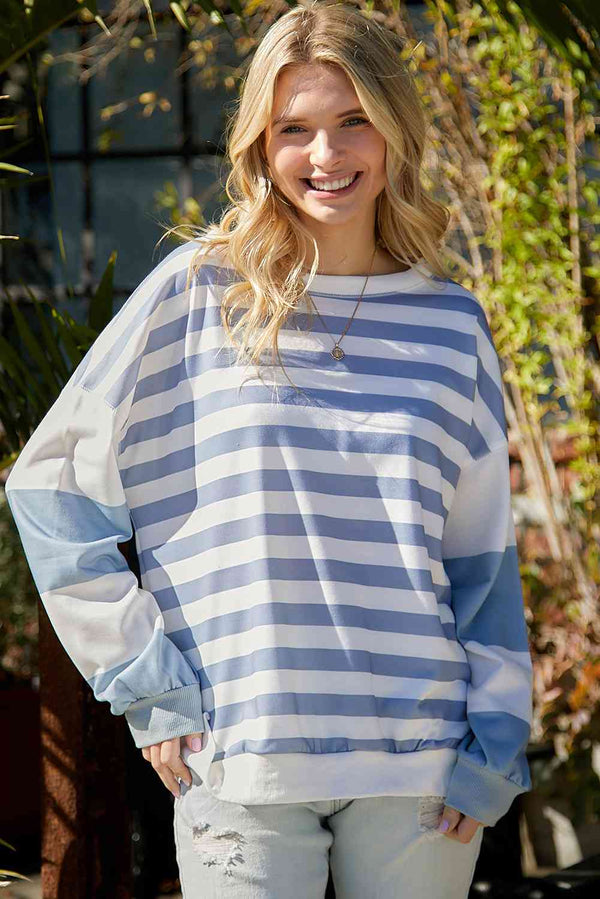 Striped Dropped Shoulder Sweatshirt |1mrk.com