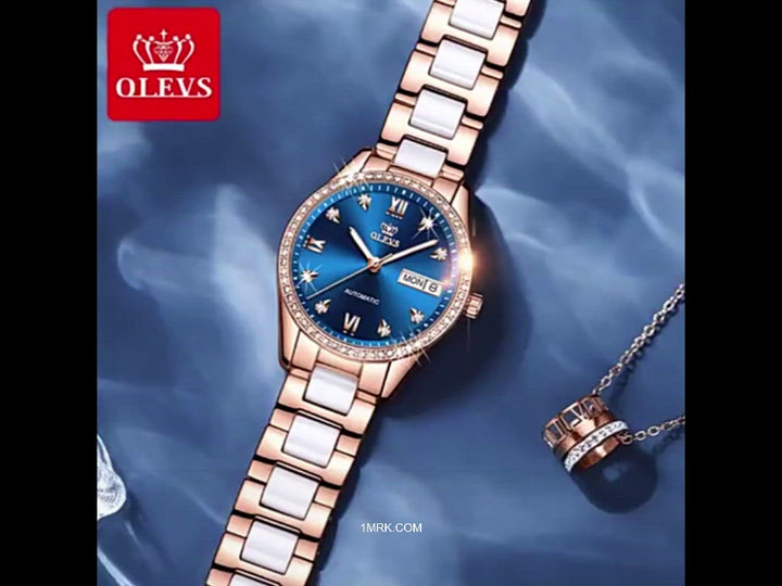 Olevs Manufacturer Ladies Watch Rose Gold Automatic Mechanical - 1MRK.COM