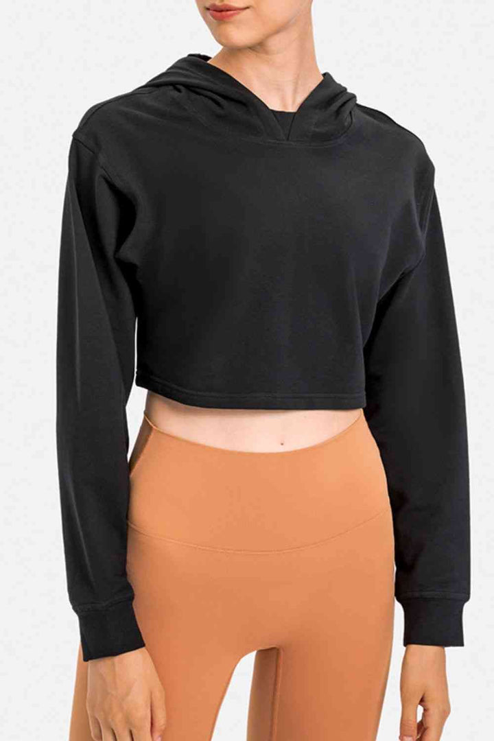 Long Sleeve Cropped Sports Hoodie |1mrk.com