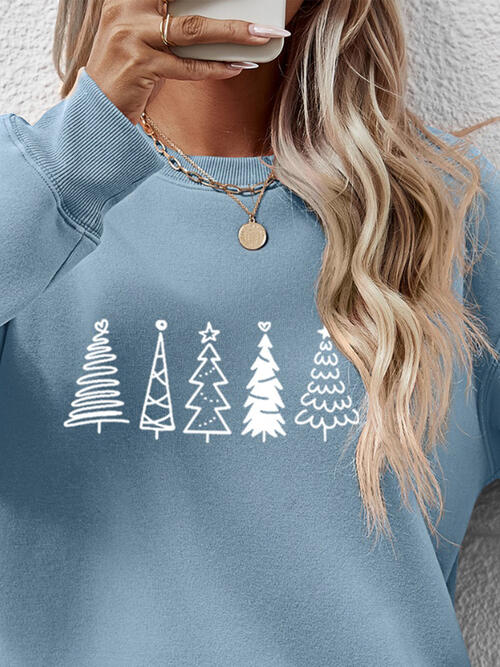 Christmas Tree Graphic Drop Shoulder Sweatshirt |1mrk.com