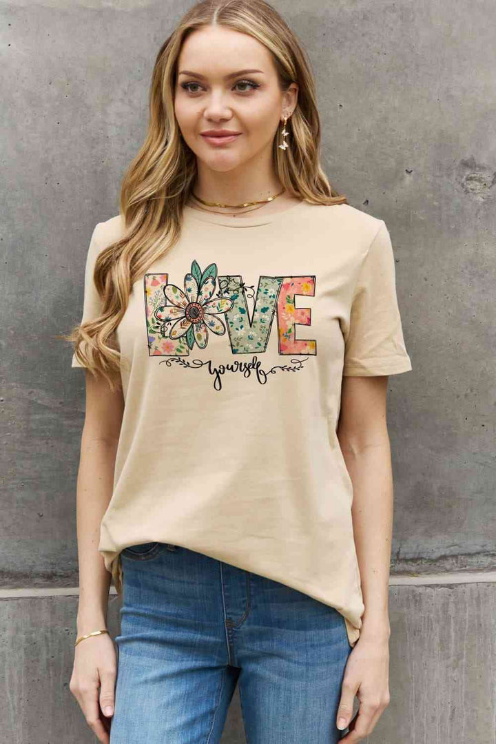 Simply Love Full Size LOVE YOURSELF Graphic Cotton Tee | 1mrk.com