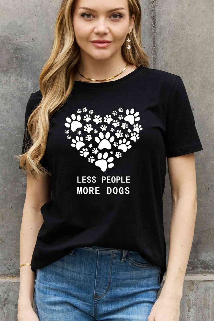 Simply Love Simply Love Full Size LESS PEOPLE MORE DOGS Heart Graphic Cotton Tee | 1mrk.com