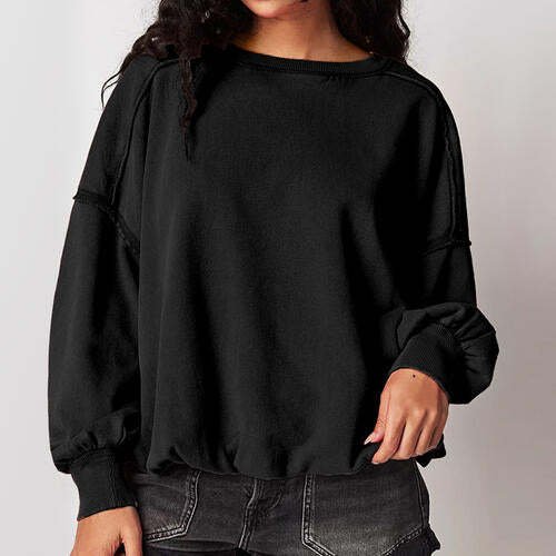 Exposed Seam Dropped Shoulder Sweatshirt |1mrk.com