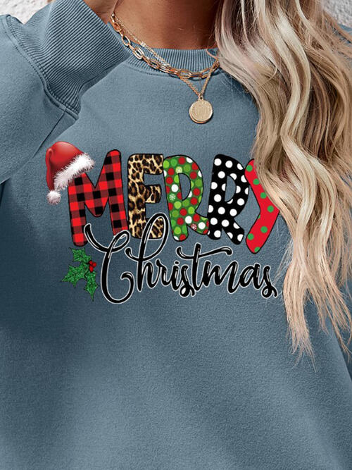 MERRY CHRISTMAS Round Neck Dropped Shoulder Sweatshirt |1mrk.com