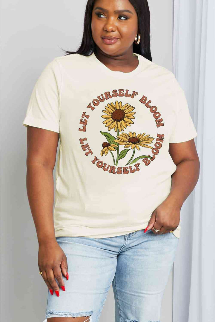 Simply Love Full Size LET YOURSELF BLOOM Graphic Cotton Tee | 1mrk.com