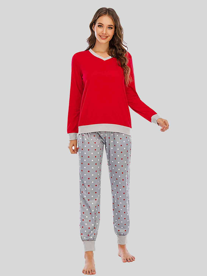 Long Sleeve Top and Polka Dot Pants Set | 1mrk.com