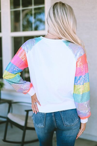 Heart Graphic Sequin Long Sleeve Sweatshirt | Trendsi