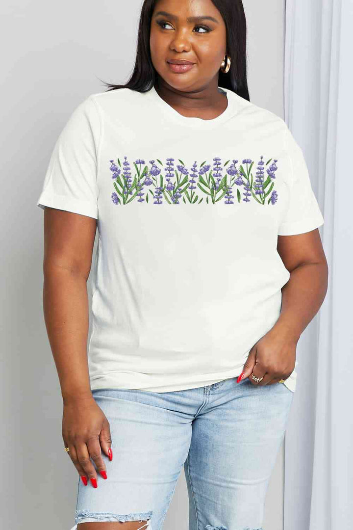 Simply Love Full Size Flower Graphic Cotton Tee | 1mrk.com