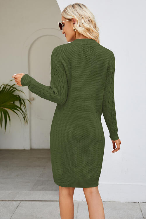 Cable-Knit Long Sleeve Sweater Dress | 1mrk.com