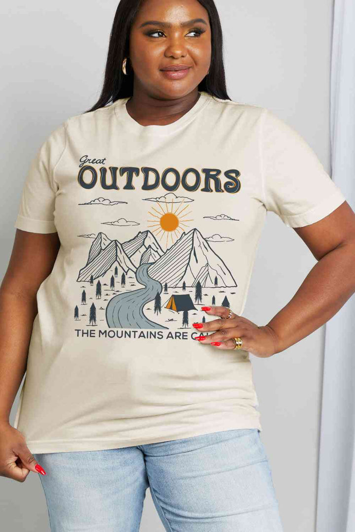 Simply Love Full Size GREAT OUTDOORS Graphic Cotton Tee | 1mrk.com