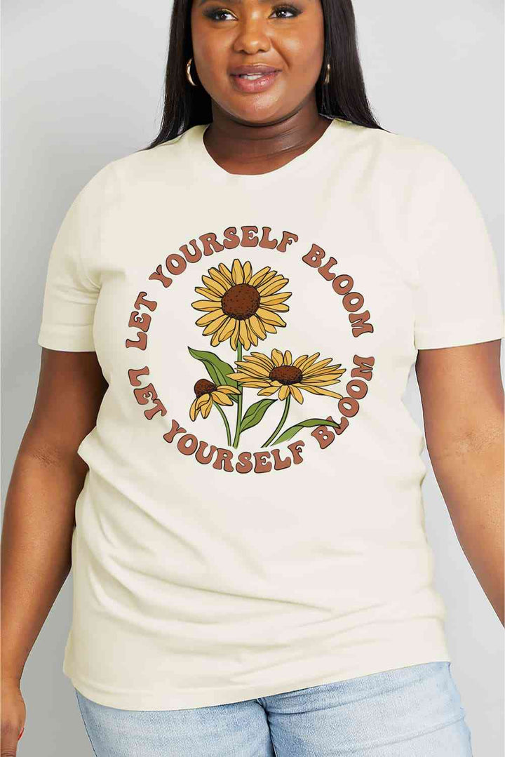 Simply Love Full Size LET YOURSELF BLOOM Graphic Cotton Tee | 1mrk.com