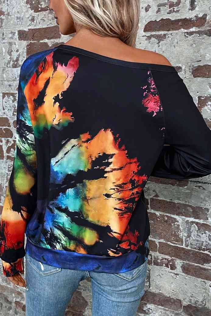 Tie-Dye Boat Neck Sweatshirt |1mrk.com