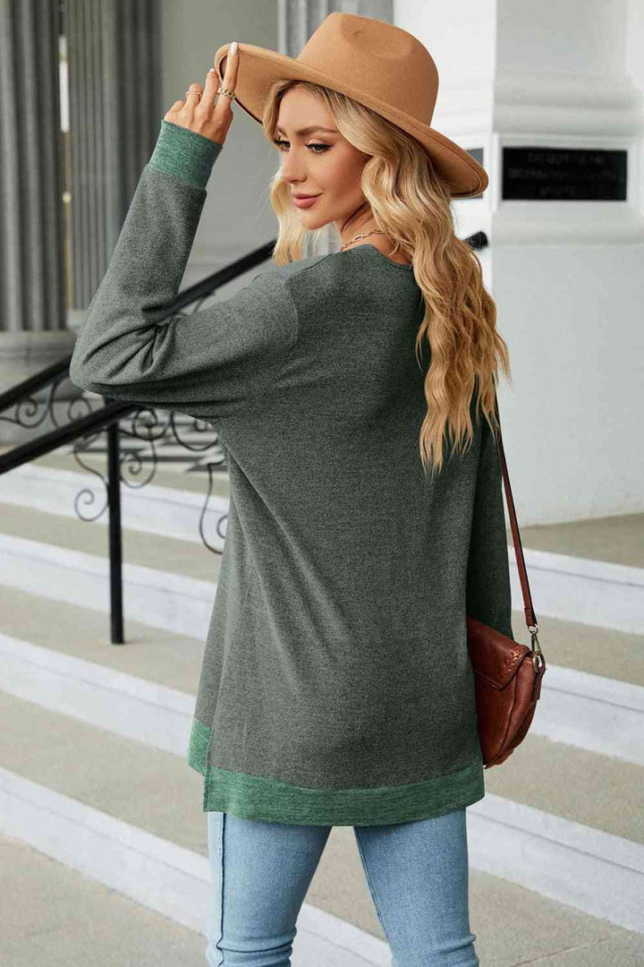 V-Neck Long Sleeve T-Shirt | 1mrk.com