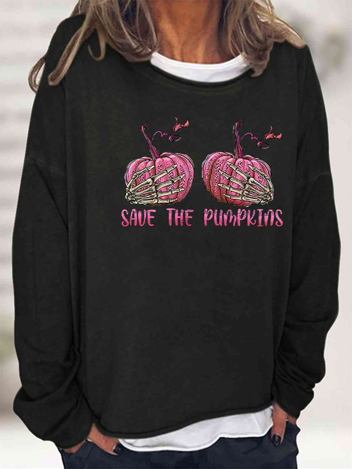 SAVE THE PUMPKIN Graphic Full Size Sweatshirt |1mrk.com