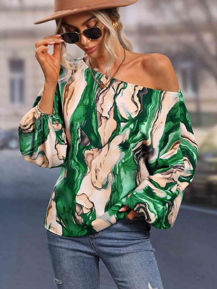 Printed Boat Neck Blouse | 1mrk.com