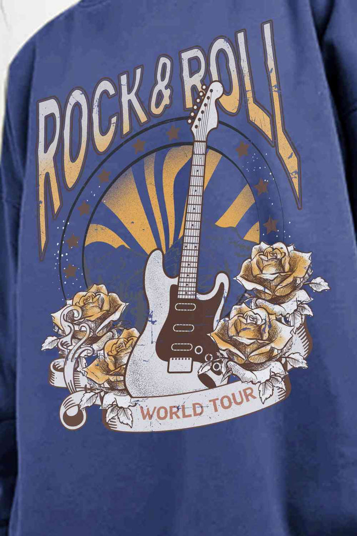 Simply Love Simply Love Full Size ROCK & ROLL WORLD TOUR Graphic Sweatshirt |1mrk.com