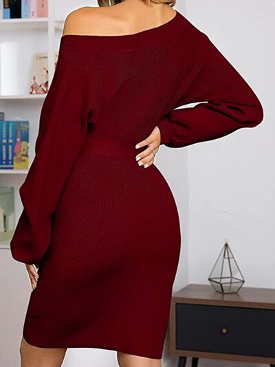 Tie Waist Long Sleeve Mini Dress | Trendsi