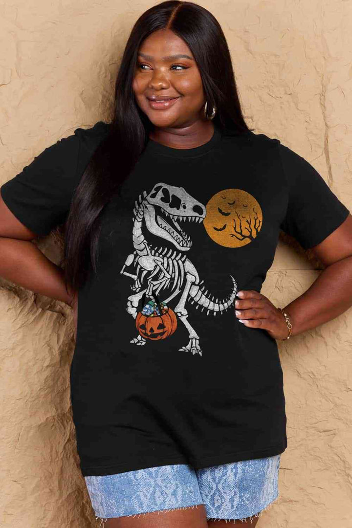 Simply Love Full Size Dinosaur Skeleton Graphic Cotton T-Shirt | 1mrk.com