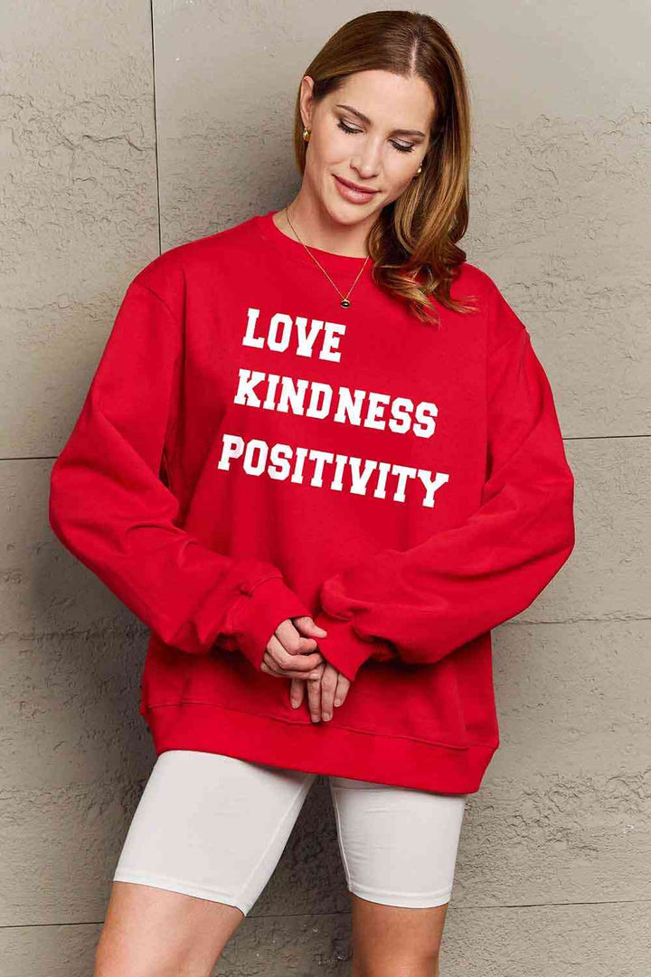 Simply Love Full Size LOVE KINDNESS POSITIVITY Graphic Sweatshirt |1mrk.com