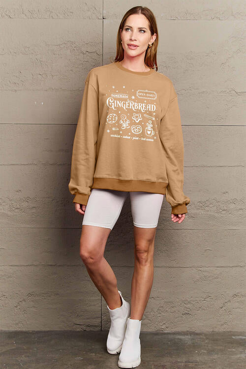 Simply Love Full Size GINGERBREAD Long Sleeve Sweatshirt |1mrk.com