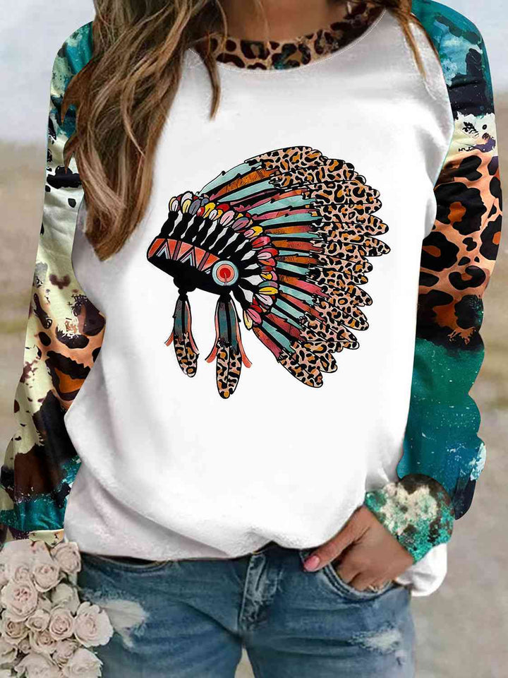 Plus Size Printed Raglan Sleeve Graphic T-Shirt | 1mrk.com