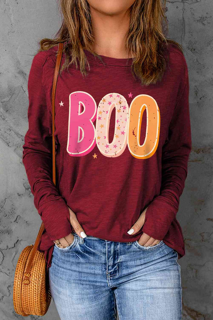 BOO Graphic Thumbhole Sleeve T-Shirt | 1mrk.com