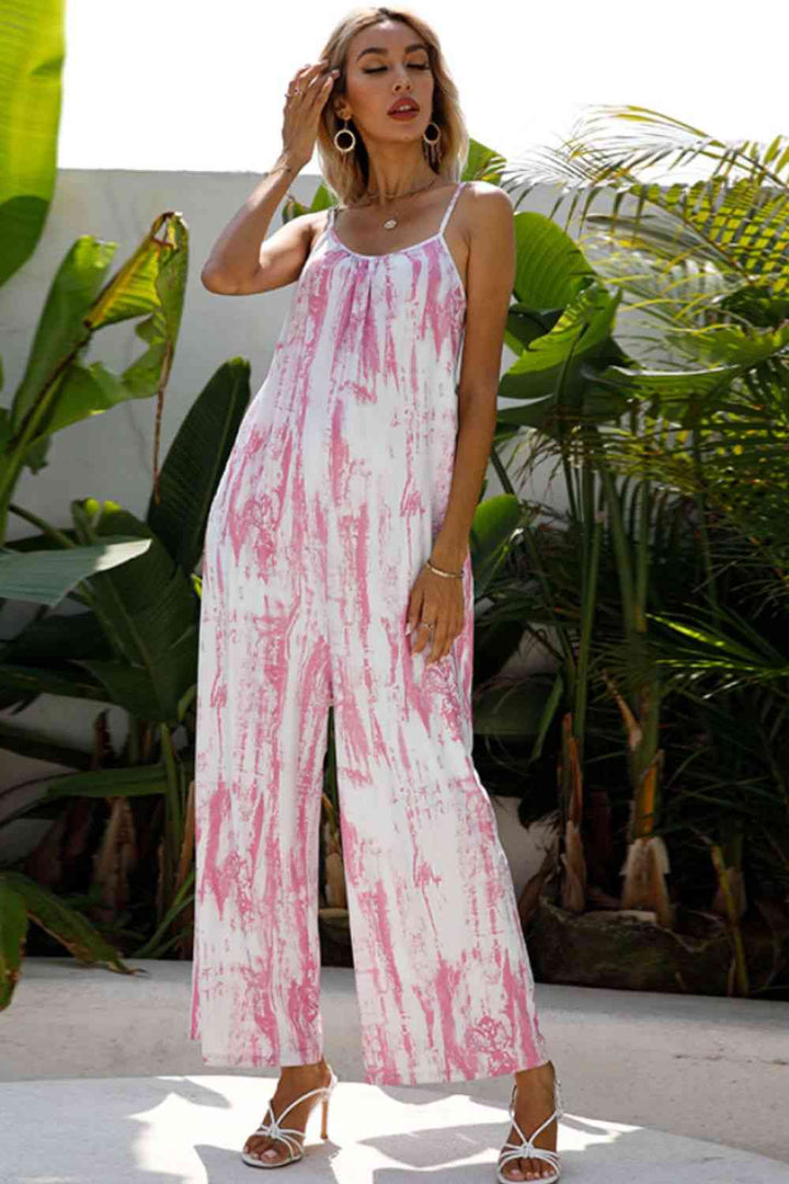 Tie-Dye Spaghetti Strap Jumpsuit with Pockets | 1mrk.com