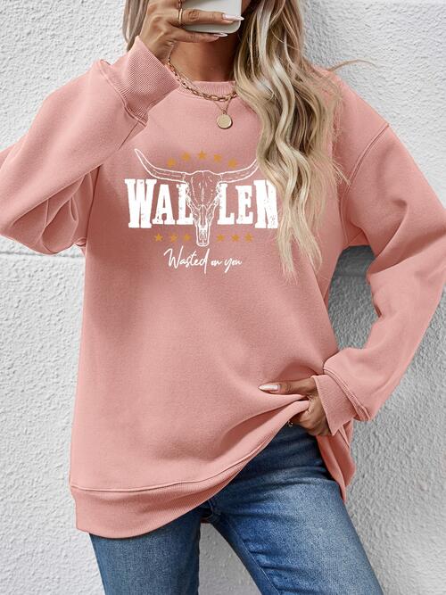 Graphic Round Neck Dropped Shoulder Sweatshirt |1mrk.com