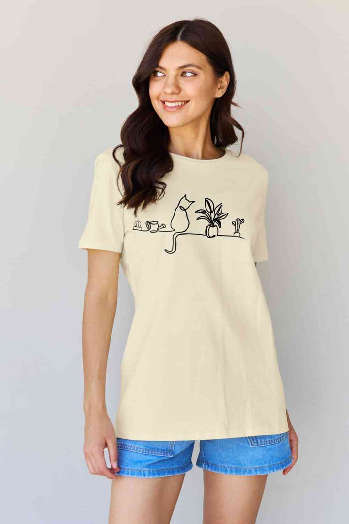 Simply Love Full Size Cat Graphic Cotton Tee | 1mrk.com