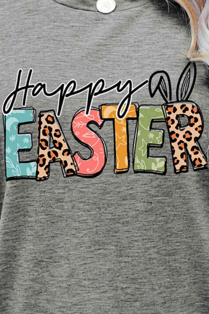 HAPPY EASTER Graphic Round Neck Tee Shirt | 1mrk.com