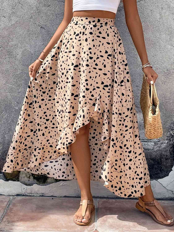 Printed High Waist Ruffled Skirt |1mrk.com