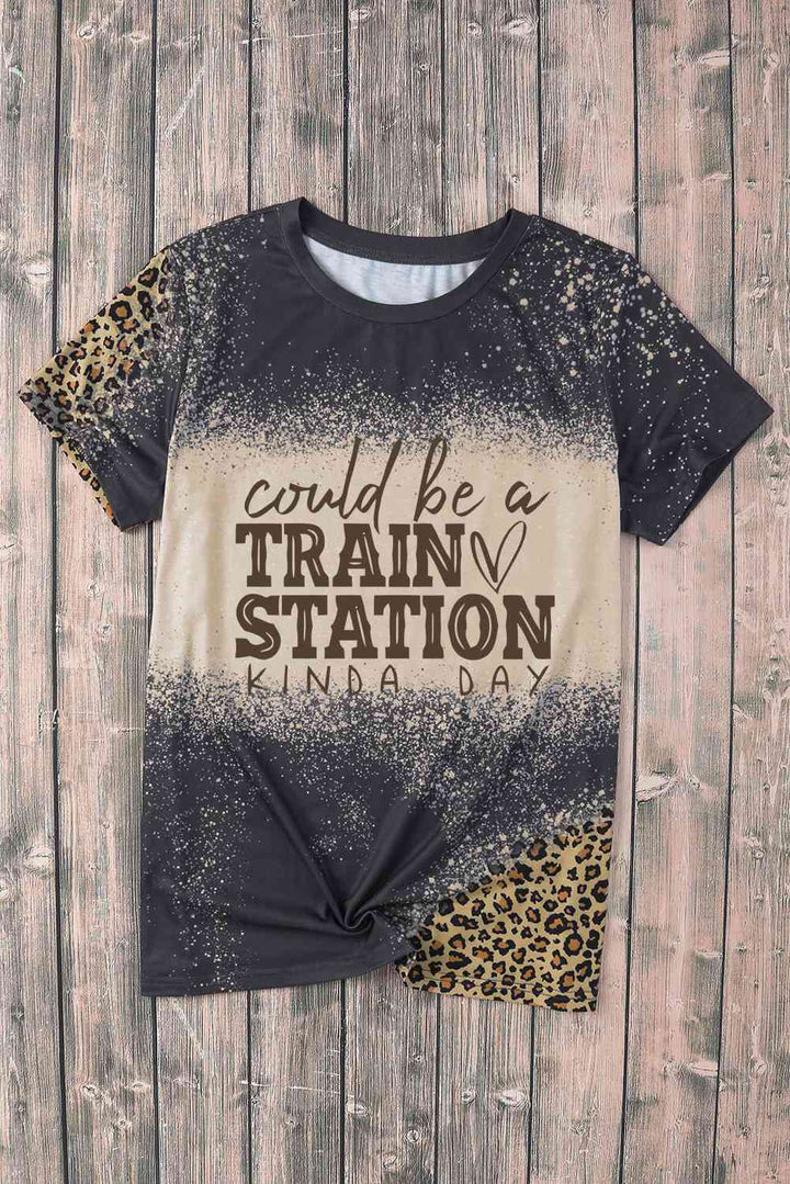 Slogan Graphic Leopard Tee Shirt | 1mrk.com