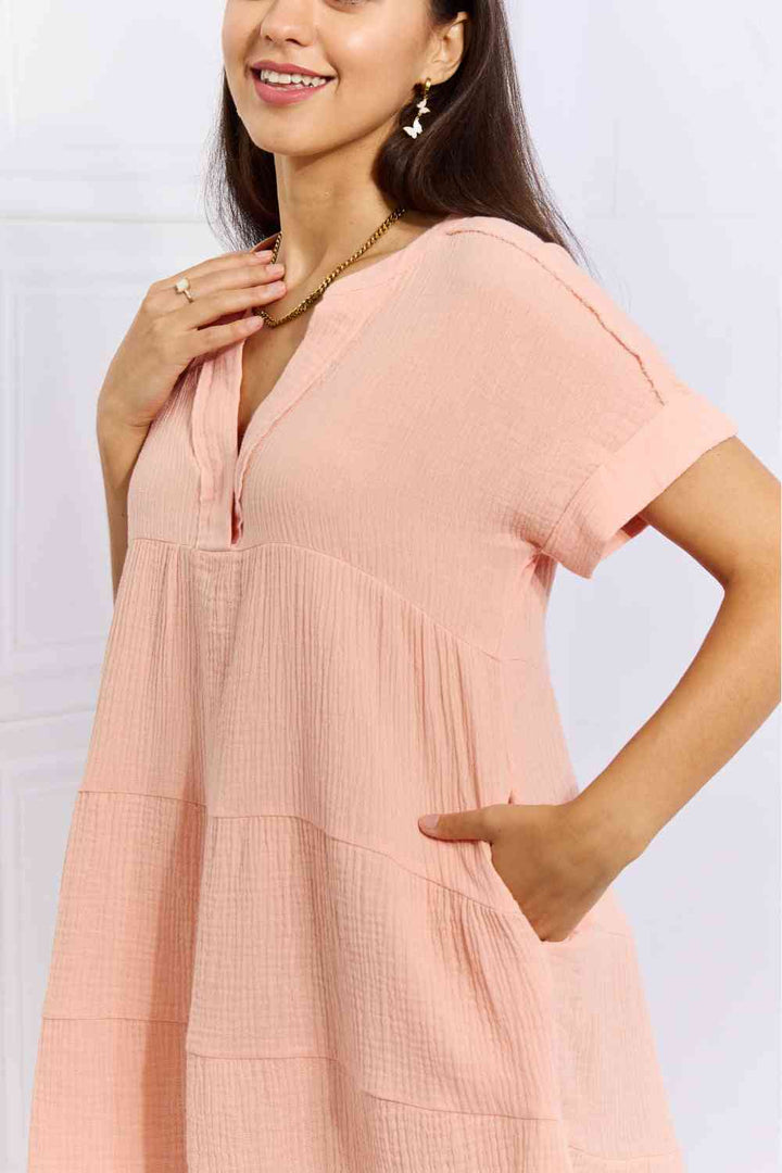 HEYSON Easy Going Full Size Gauze Tiered Ruffle Mini Dress | 1mrk.com