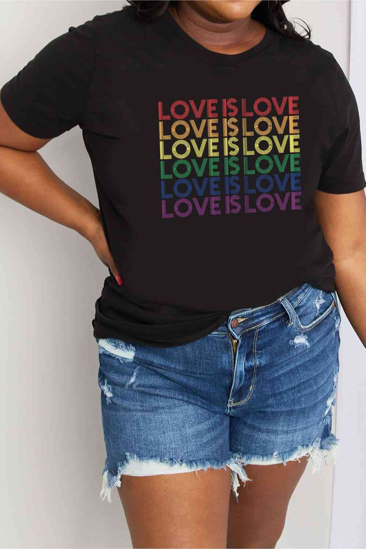 Simply Love Full Size LOVE IS LOVE Graphic Cotton Tee | 1mrk.com