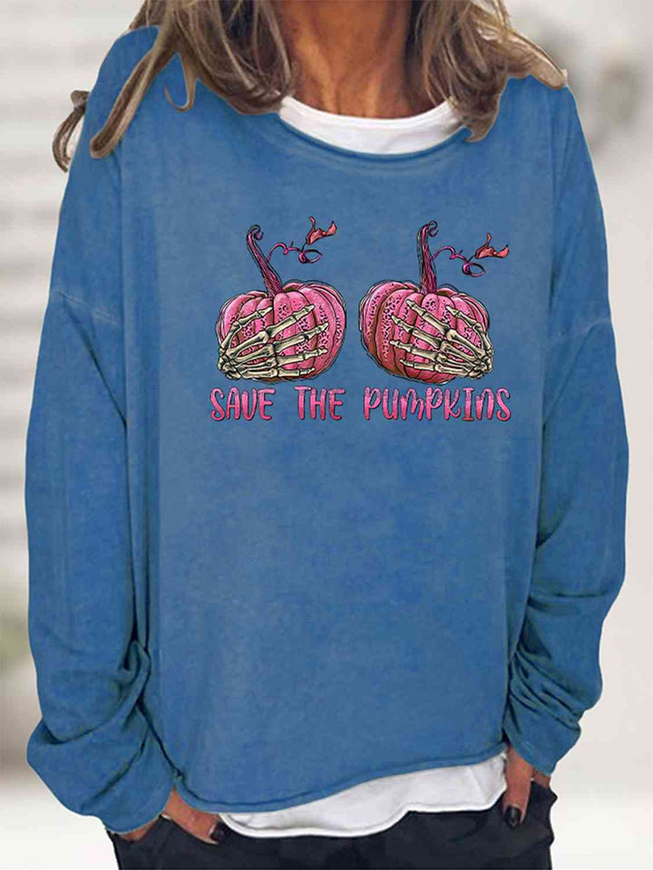 SAVE THE PUMPKIN Graphic Full Size Sweatshirt |1mrk.com