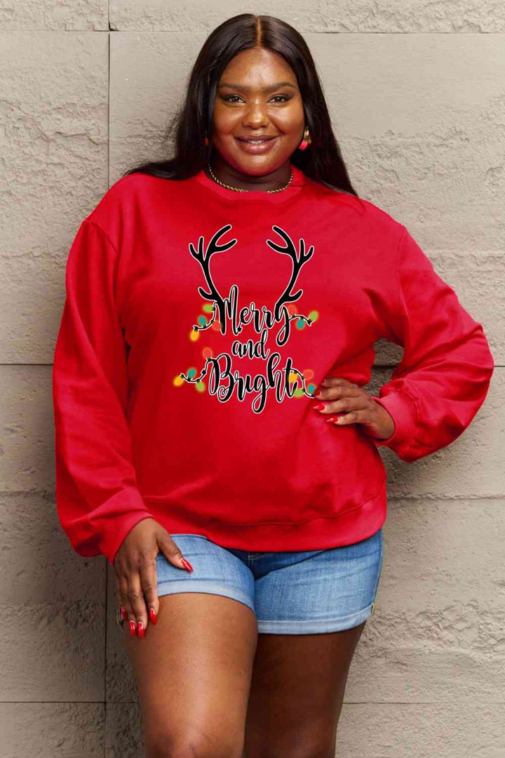 Simply Love Full Size MERRY AND BRIGHT Graphic Sweatshirt |1mrk.com