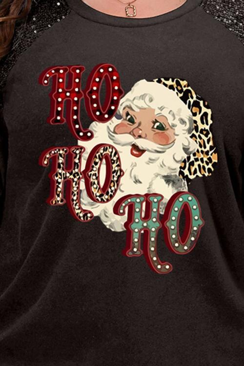 Plus Size Santa Graphic Sequin Long Sleeve Sweatshirt |1mrk.com