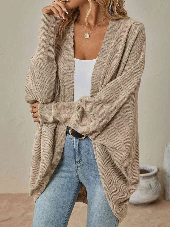 Open Front  Dropped Shoulder Cardigan |1mrk.com