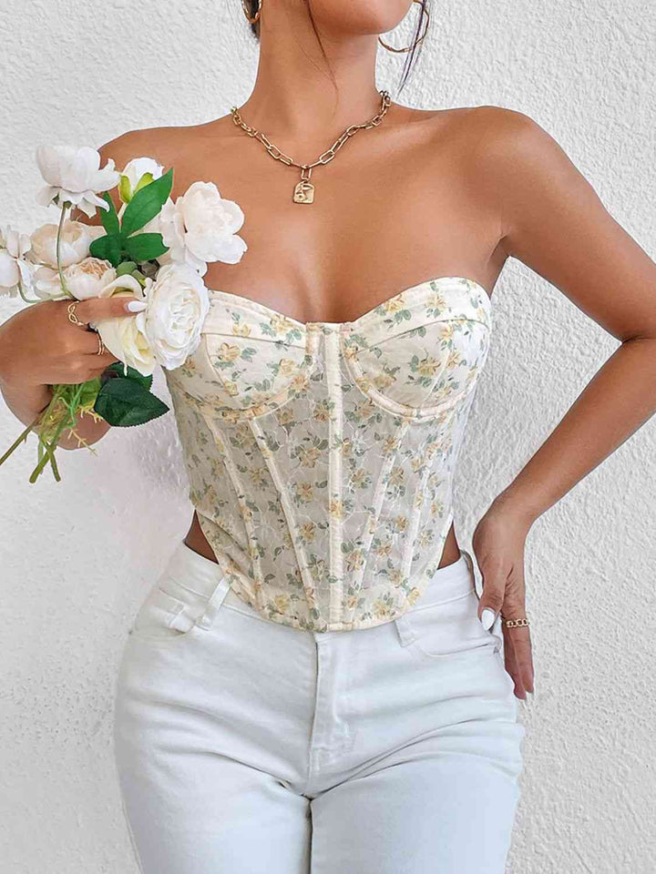 Floral Lace-Up Strapless Bustier | 1mrk.com