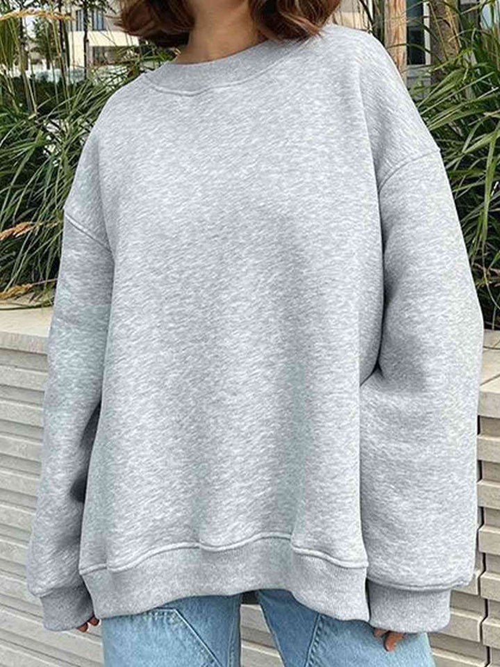 Oversize Round Neck Dropped Shoulder Sweatshirt |1mrk.com