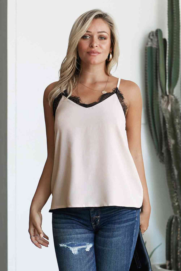 Lace Trim V-Neck Cami | 1mrk.com