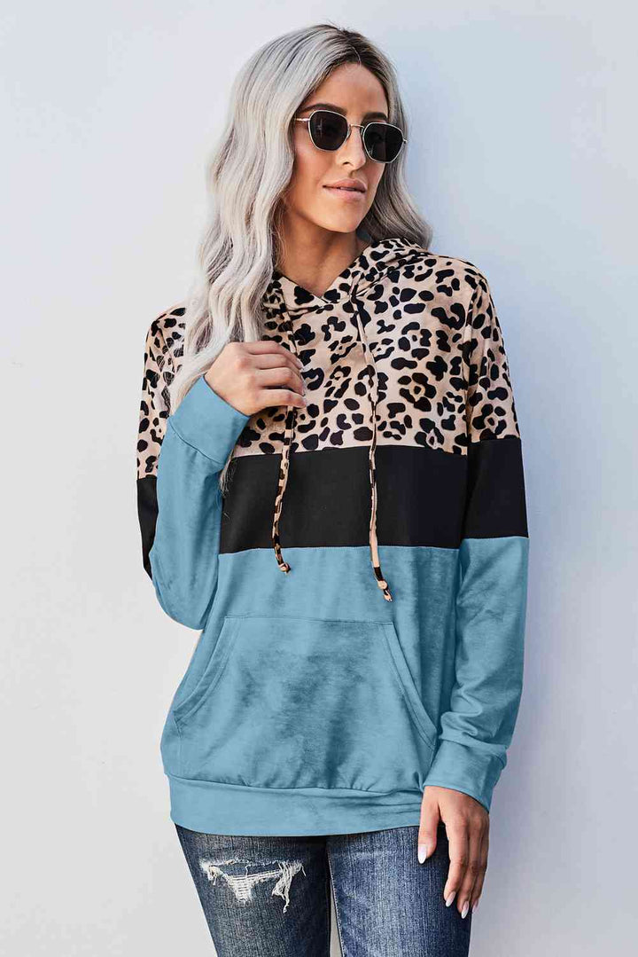 Leopard Color Block Hoodie | 1mrk.com